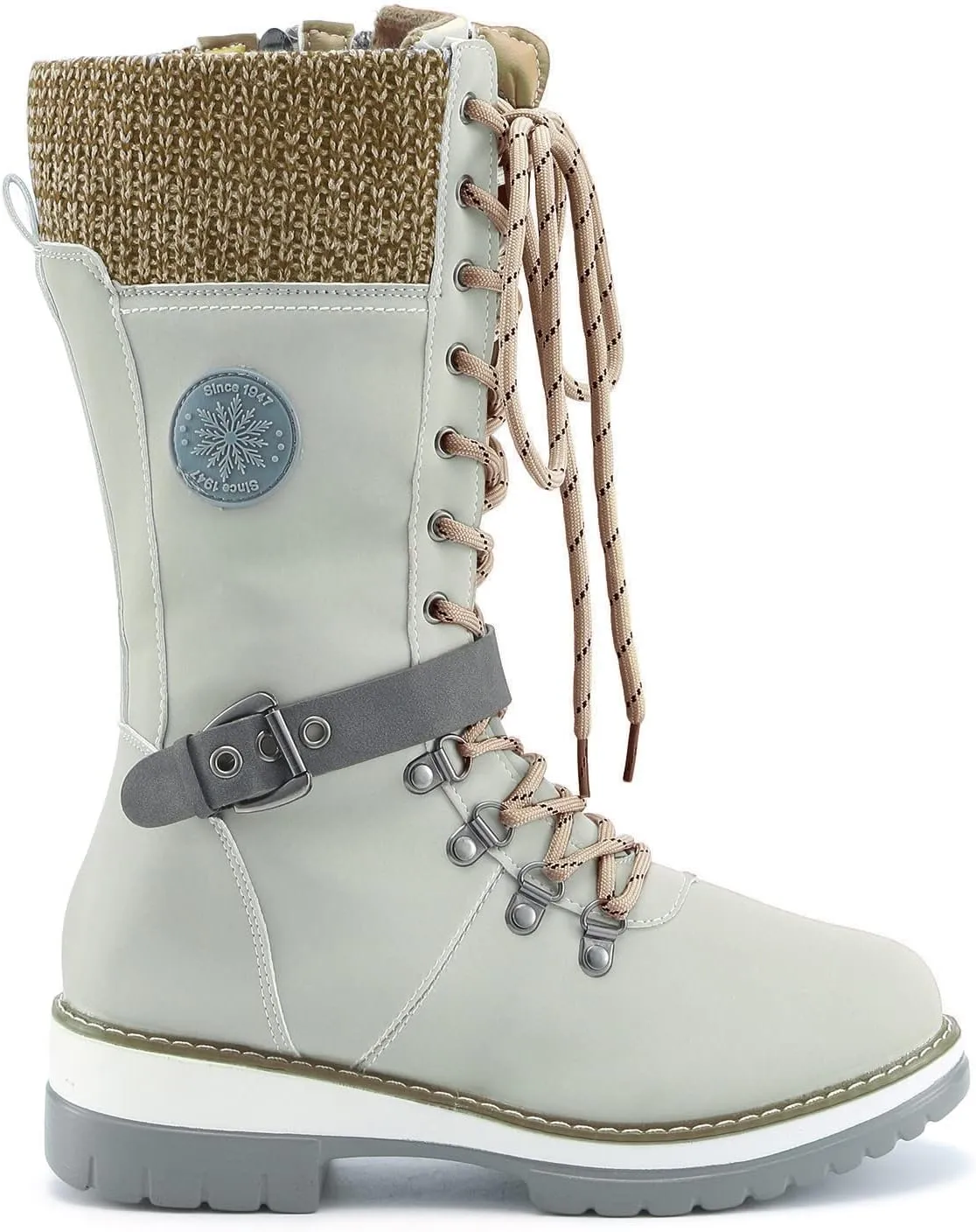 Warm Boots Boots Mid Calf Outdoor Boots Winter Durable Boots Thermal for Women Snow Women's Boots Tall Boots for Women (Beige, 8.5)