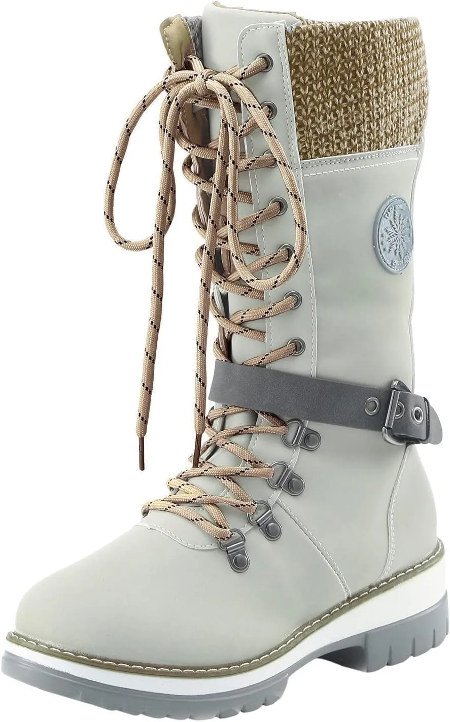 Warm Boots Boots Mid Calf Outdoor Boots Winter Durable Boots Thermal for Women Snow Women's Boots Tall Boots for Women (Beige, 8.5)