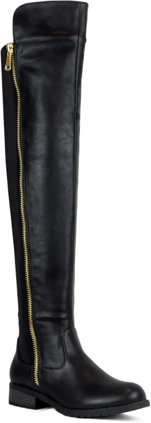 WestCoast Low Heel Over The Knee Boots Women's Stretch Back Side Zipper Long Boots
