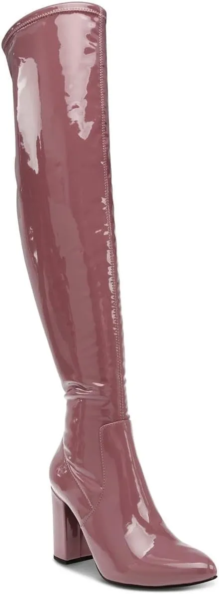 Wild Pair Womens Bravy Patent Dressy Over-The-Knee Boots Purple 10 Medium (B,M)