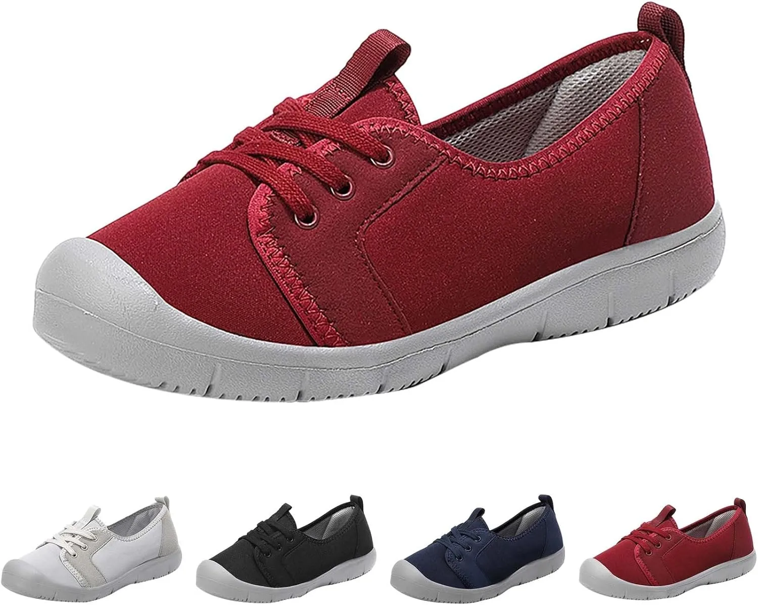 Women Comfortable Slip On Shoes Casual Walking Sneakers Lightweight Canvas Flats Non Slip Breathable Loafers