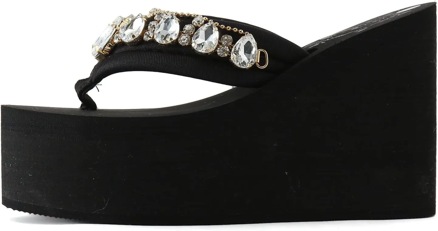 Women Shoes Thick Sole High Heel Wedge Flip Flops Fashion One Foot Wear Comfortable Beach Sandals And Slippers Gel Clear Insoles