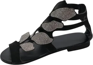 Women's Breathable Bohemian Sandals Comfortable Ankle Strap Outdoor Walking Shoes Rhinestone Decorative Sandals