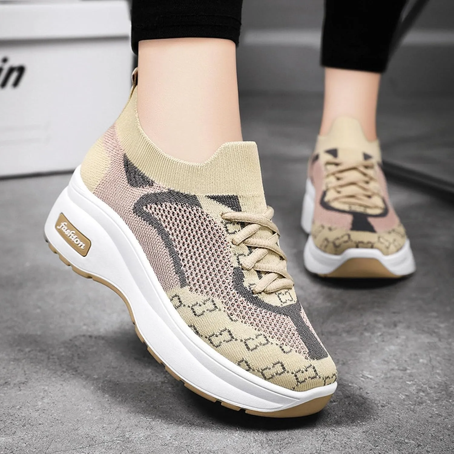 Women's Casual Breathable Mesh Sneakers Breathable Mesh Slip on Walking Shoes Comfortable Running Tennis Shoe
