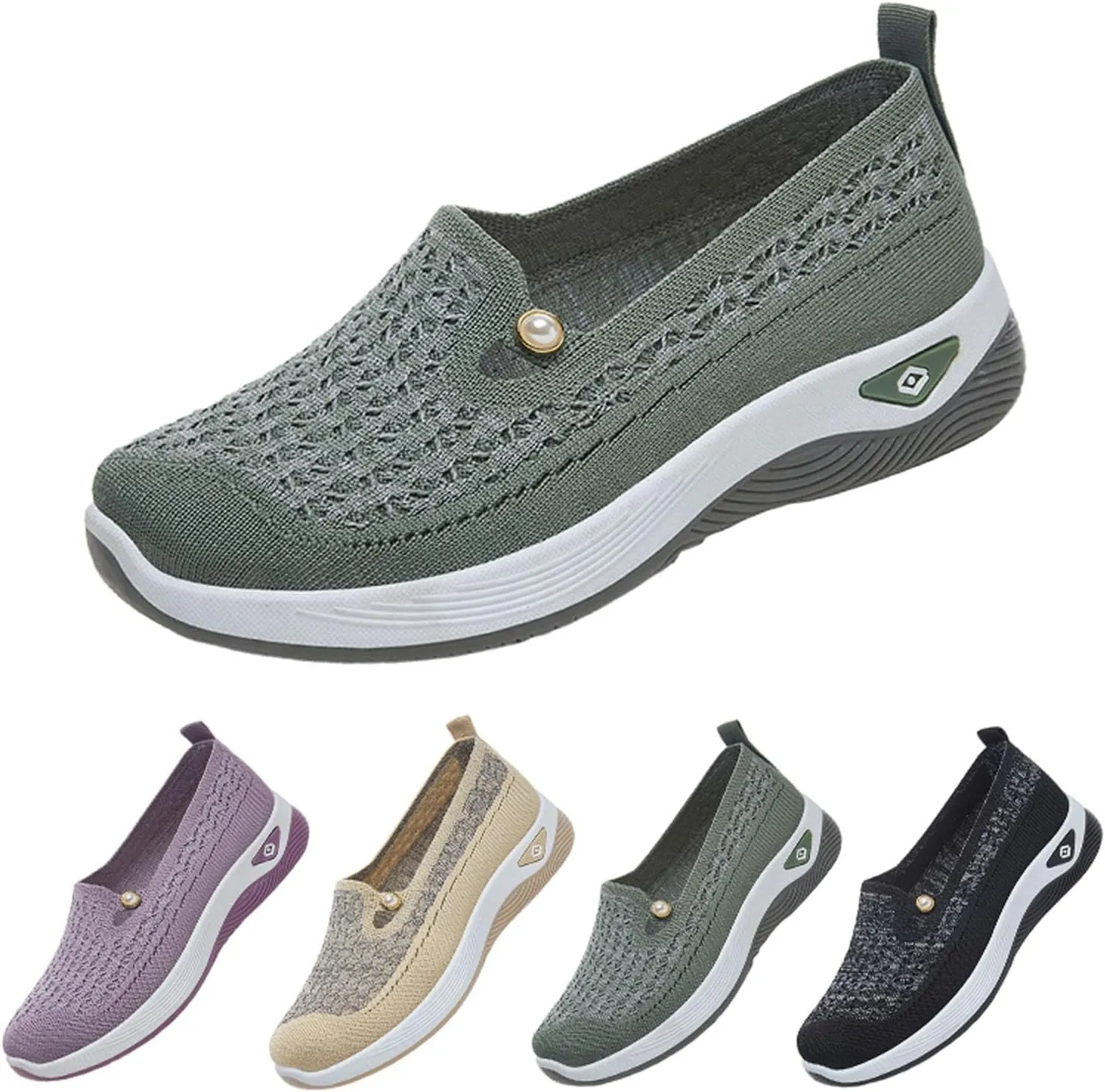 Womens Casual Shoes Slip On Women's Sneakers Loafers Solid Color Lightweight Cute Round Toe Running Shoes Loafers for Women Casual Outdoor Walking Shoe