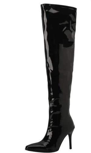 Womens Fashion 9CM High Heels Side Zipper Pointed Toe Over The Knee Boots Concise Knee High Booties