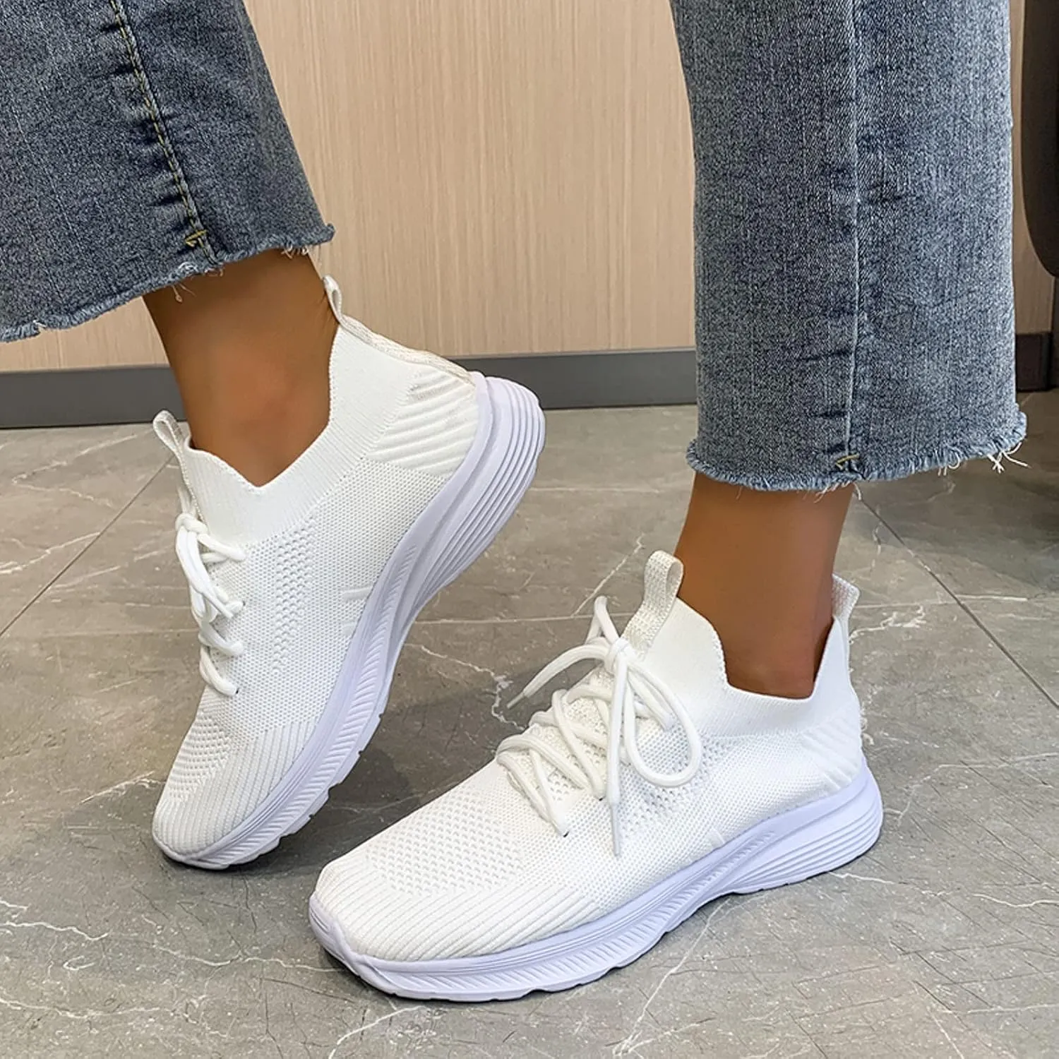 Women's Fashion Sneakers Leather Sneakers for Women Casual Breathable Tennis Shoes Work Shopping Travel