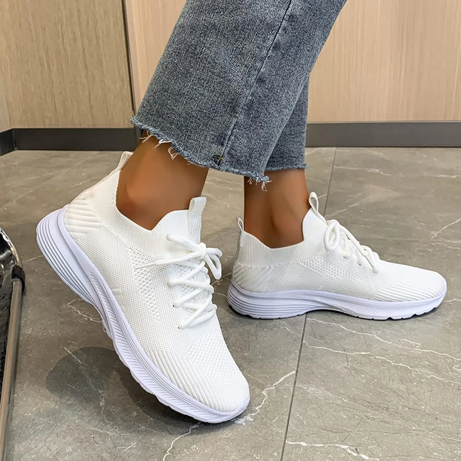 Women's Fashion Sneakers Leather Sneakers for Women Casual Breathable Tennis Shoes Work Shopping Travel