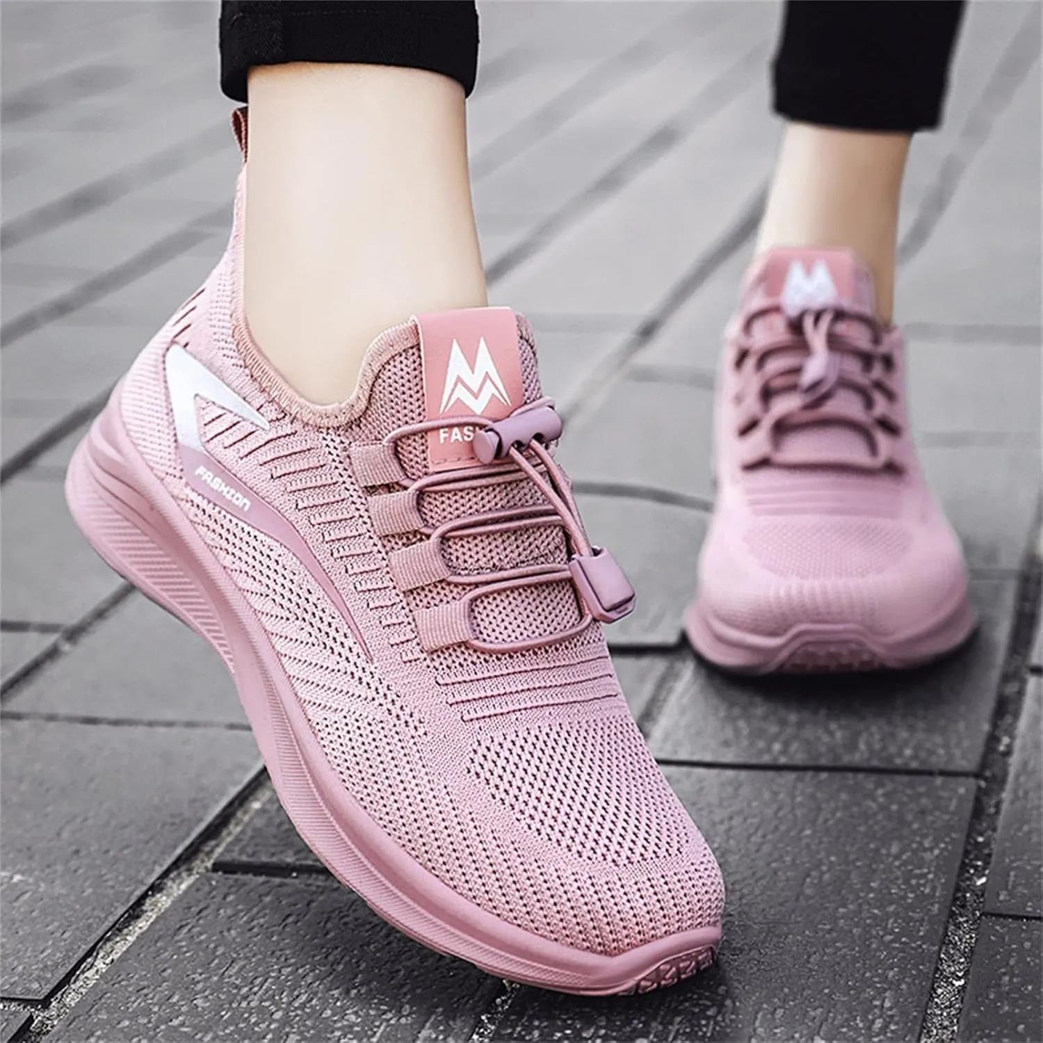 Women's Lightweight Walking Tennis Shoes Comfortable Breathable Knitted Sneakers Fashionable Glitter Sneakers