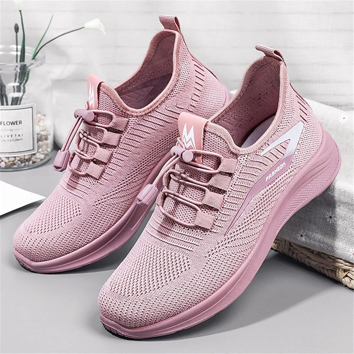 Women's Lightweight Walking Tennis Shoes Comfortable Breathable Knitted Sneakers Fashionable Glitter Sneakers