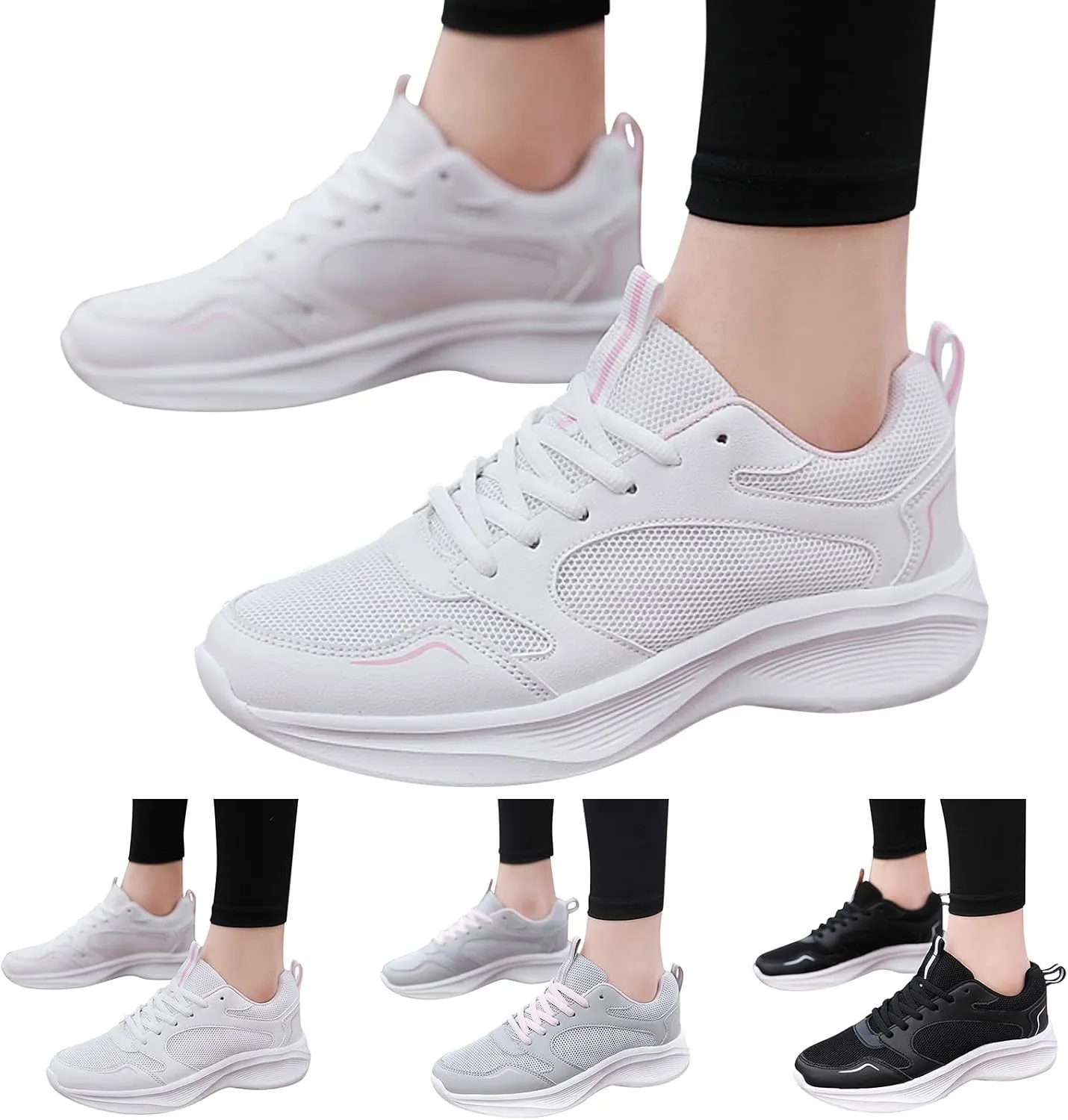 Women's Running Shoes Breathable Walking Sneakers Lightweight Breathable Comfort Non Slip Lace Up Sports Shoes