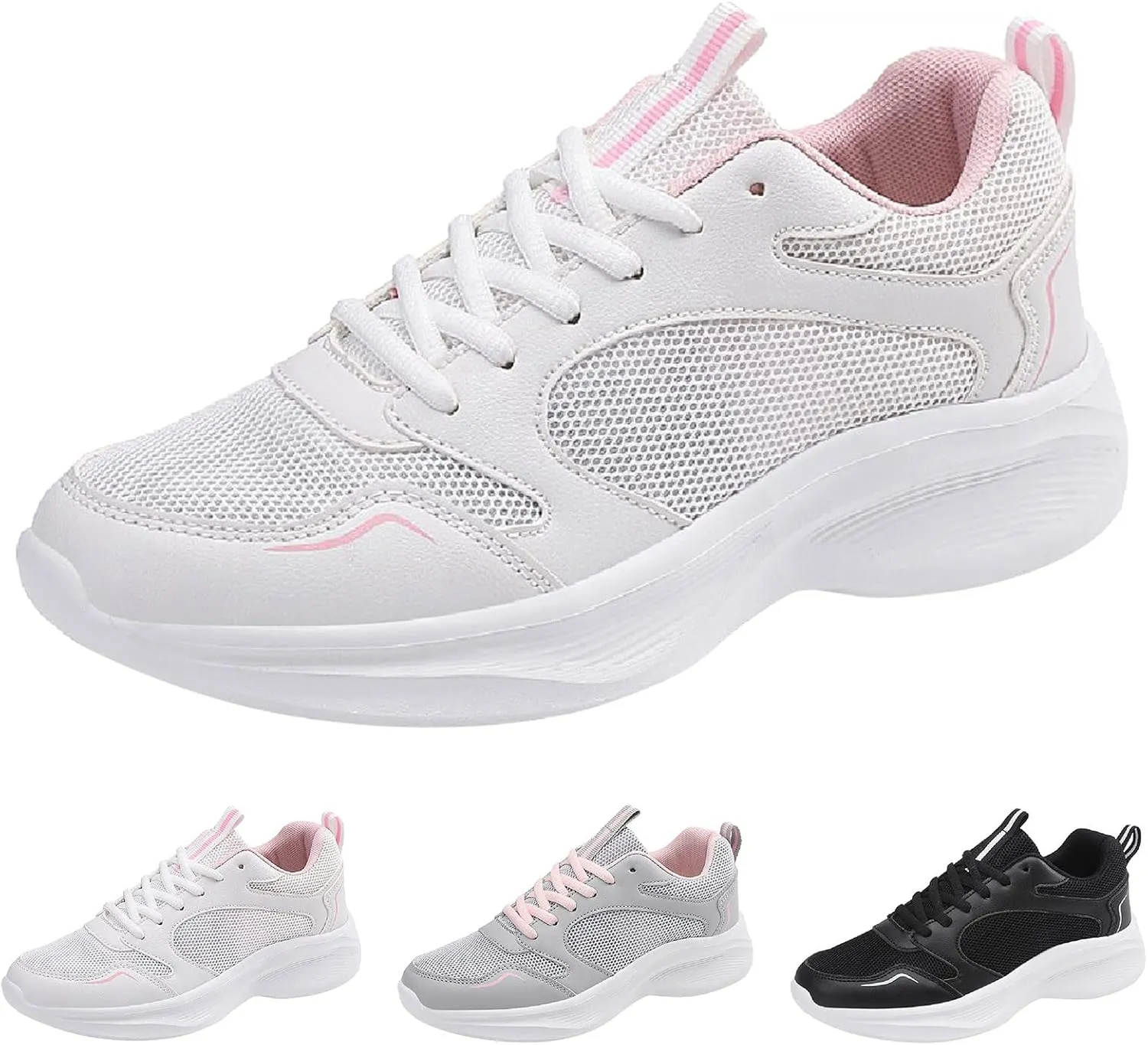 Women's Running Shoes Breathable Walking Sneakers Lightweight Breathable Comfort Non Slip Lace Up Sports Shoes