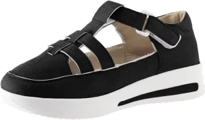 Womens Running Shoes Hollowed Out Flock Hook Loop Shoes Casual Thick Sole Shoes Arch Support Walking Shoes