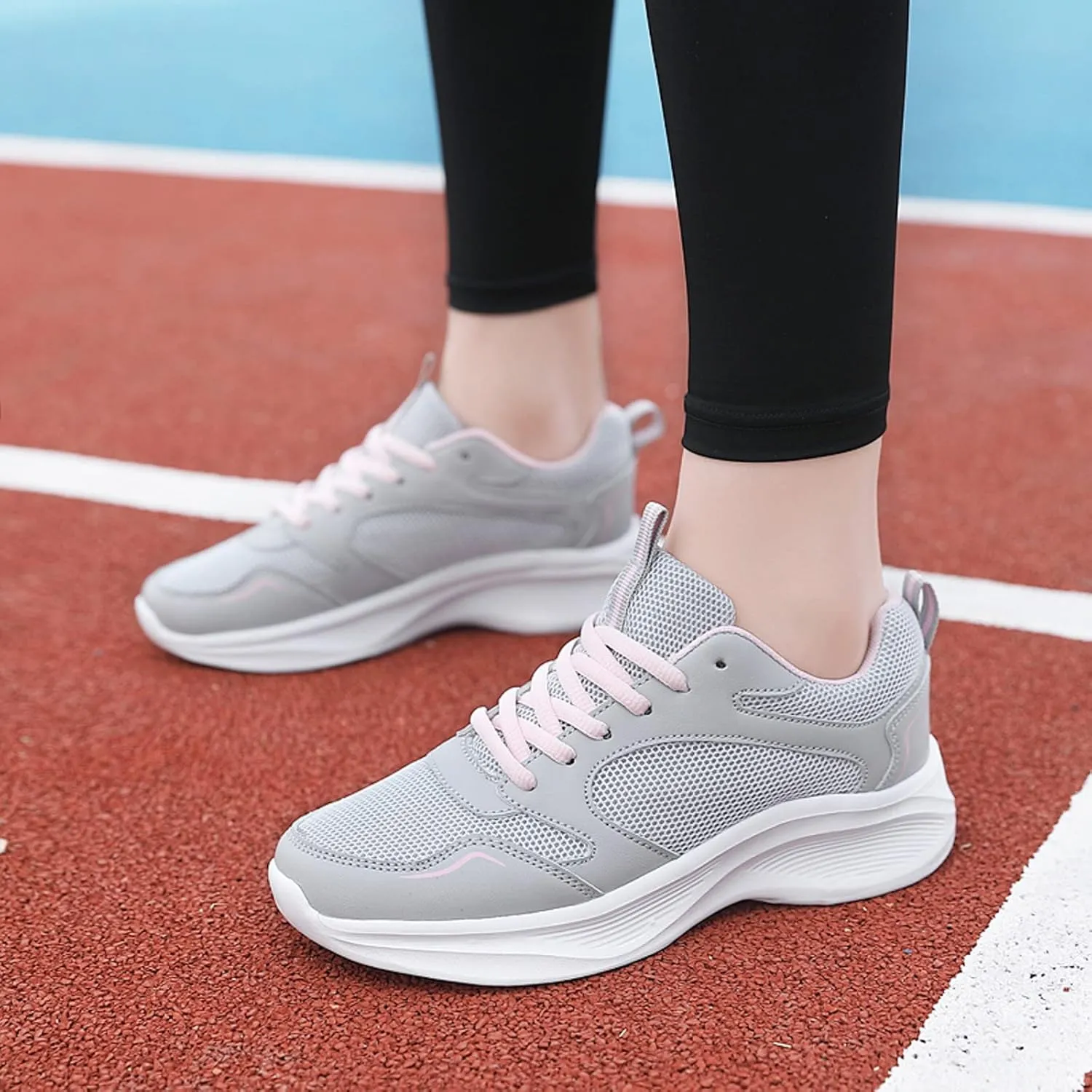 Womens Running Shoes Women Fashion Breathable Comfortable Athletic Sneakers Non Slip Lace Up Tennis Shoes