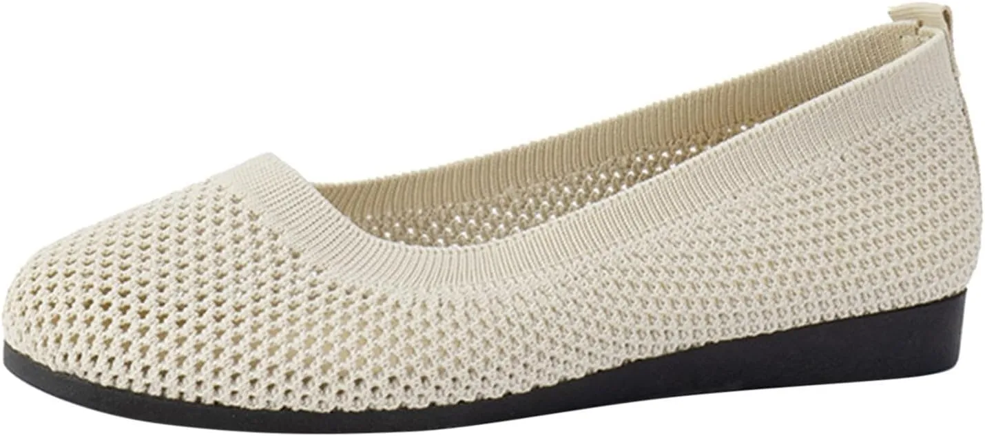 Women's Soft Flats Ballerina, Breathable Mesh Ballet Flats, Comfortable Beach Breathable Mesh Slip on Shoes