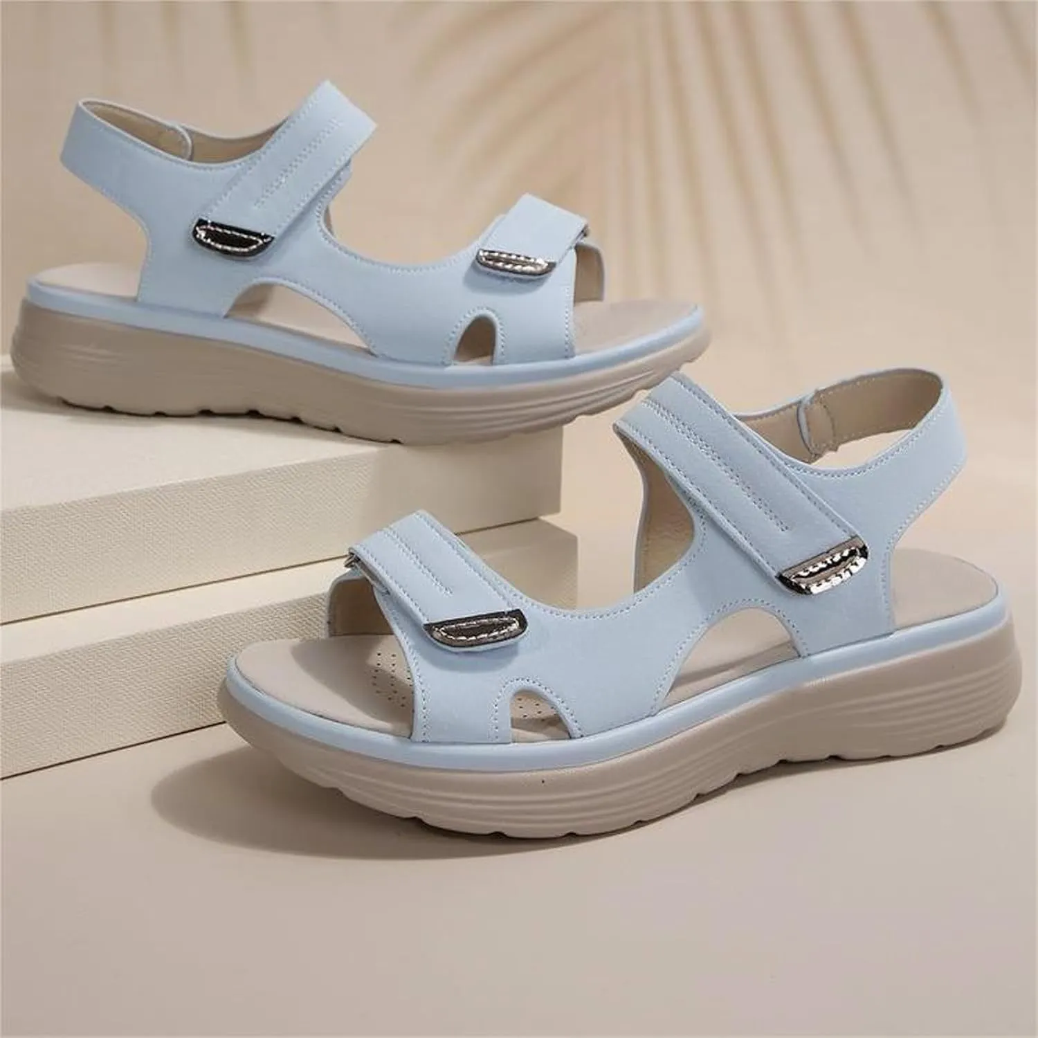 Women's Summer Sandals with Adjustable Strap Low Heel Comfortable Walking Shoes for Casual Outfits and Beach