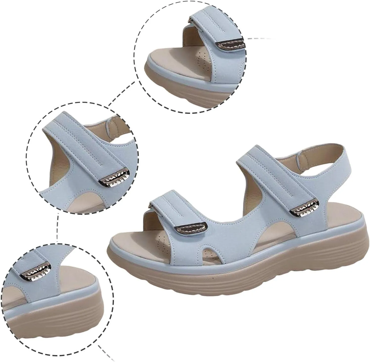 Women's Summer Sandals with Adjustable Strap Low Heel Comfortable Walking Shoes for Casual Outfits and Beach