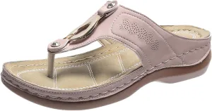 Women's Wedge Flip Flops Breathable Summer Beach Slippers Versatile Dressy Sandals Cushioned Slip-On Slides