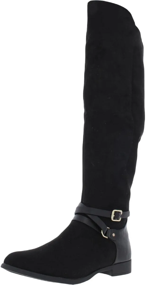 XOXO Womens Thames Leather Tall Over-The-Knee Boots Black 6.5 Medium (B,M)