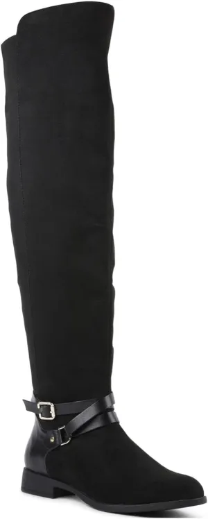 XOXO Womens Thames Leather Tall Over-The-Knee Boots Black 7 Medium (B,M)