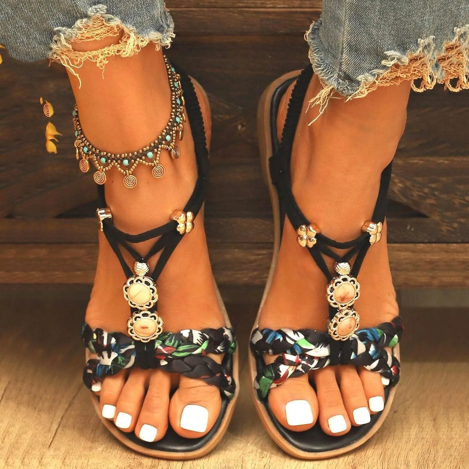 Yoga Mat Comfortable Flat Sandal for Women Splicing Soft Sole Breathable Shoes Comfortable Walking Sandals