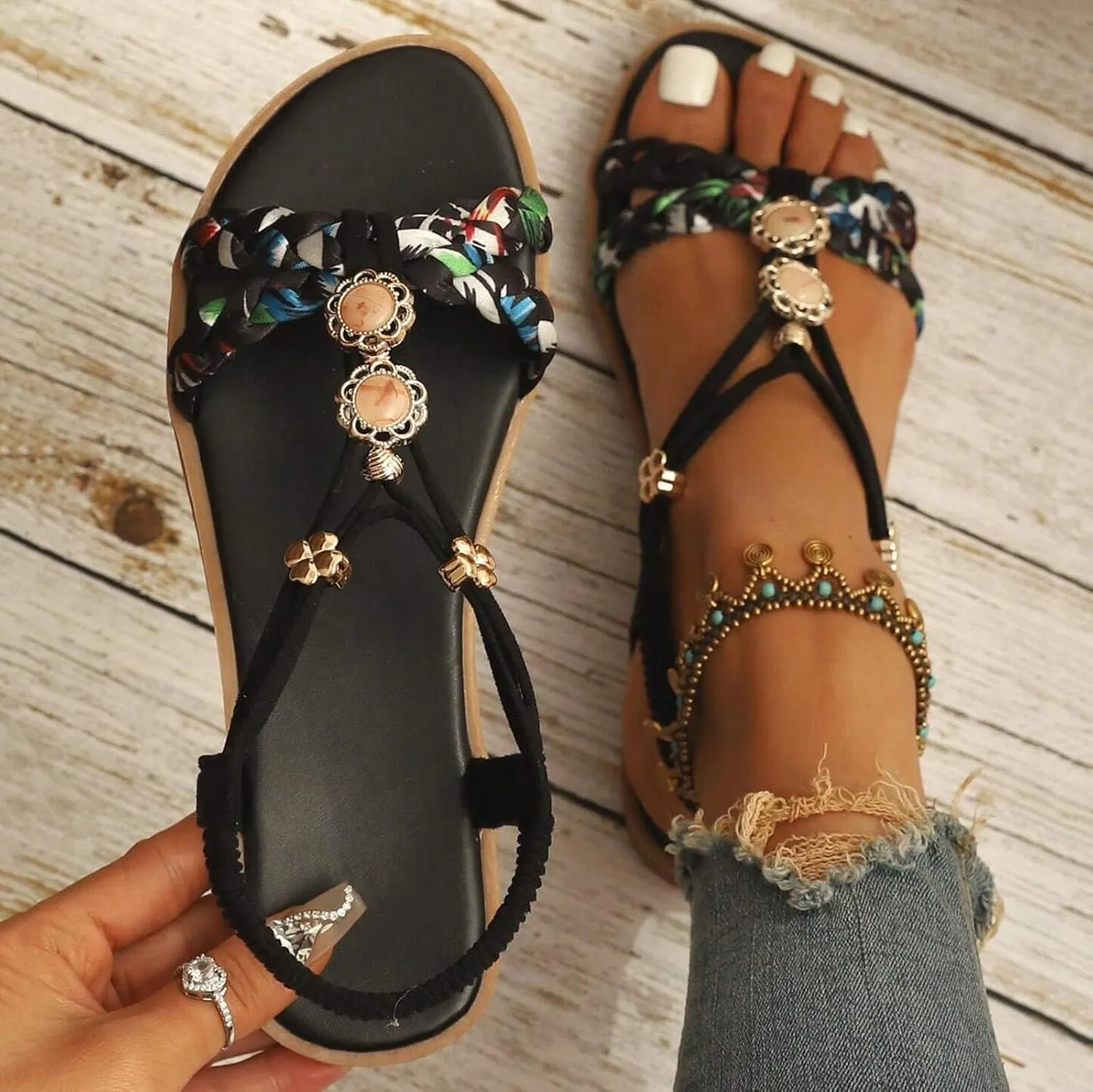 Yoga Mat Comfortable Flat Sandal for Women Splicing Soft Sole Breathable Shoes Comfortable Walking Sandals